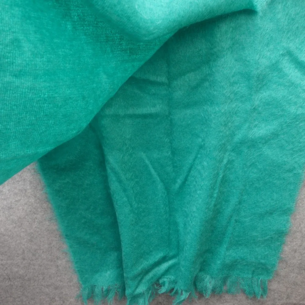 Vintage Wool Mohair Shawl Wrap Womens Blue Throw Blanket Scottish GARTMORN 28x70